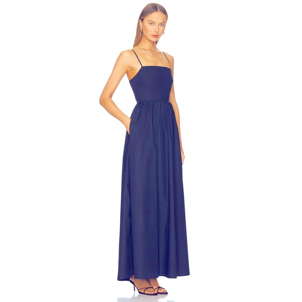 Susana Monaco Poplin Lace Up String Maxi Dress, Dark Navy, Large